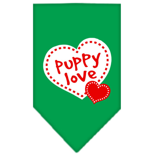 Puppy Love Screen Print Bandana Emerald Green Large